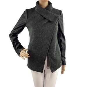 Fabletics Milano Coat Faux Leather Sleeve Wrap Jacket XS
